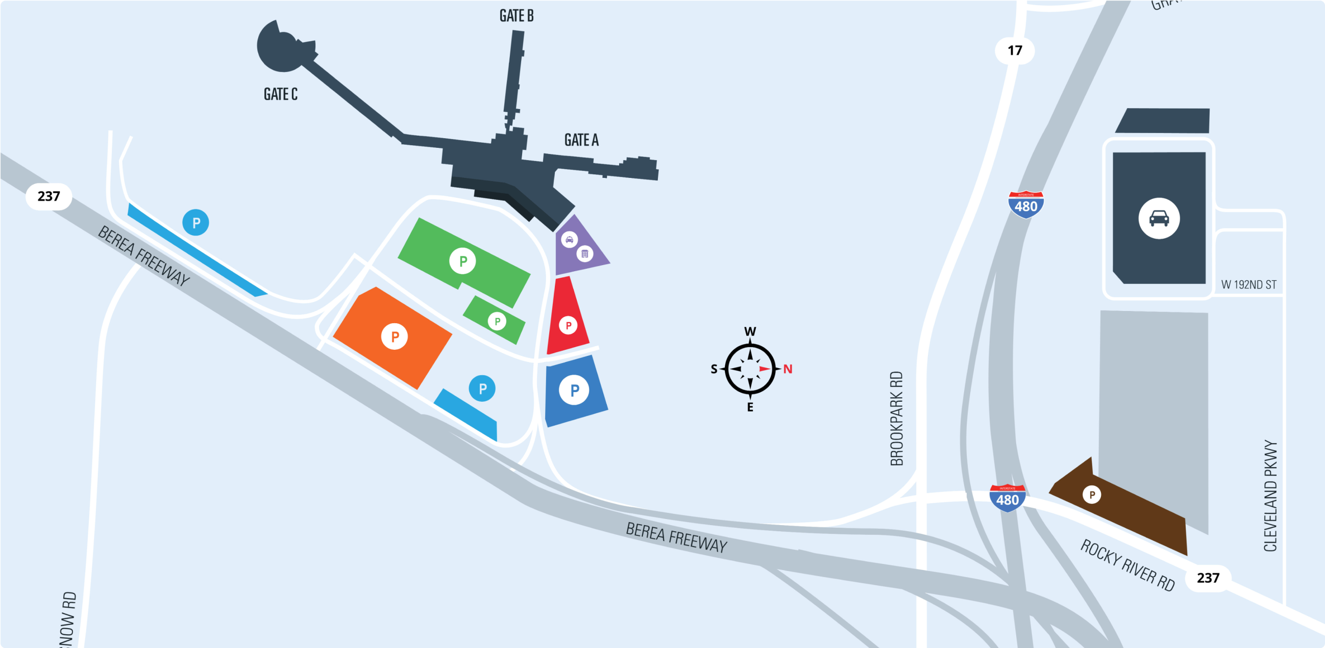 Parking Map & Locations | Cleveland Airport